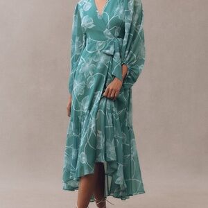 SOLD OUT Hutch Teal Floral Long Sleeve Wrap Dress size Medium